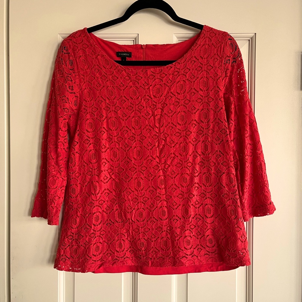Talbots sunset lace top